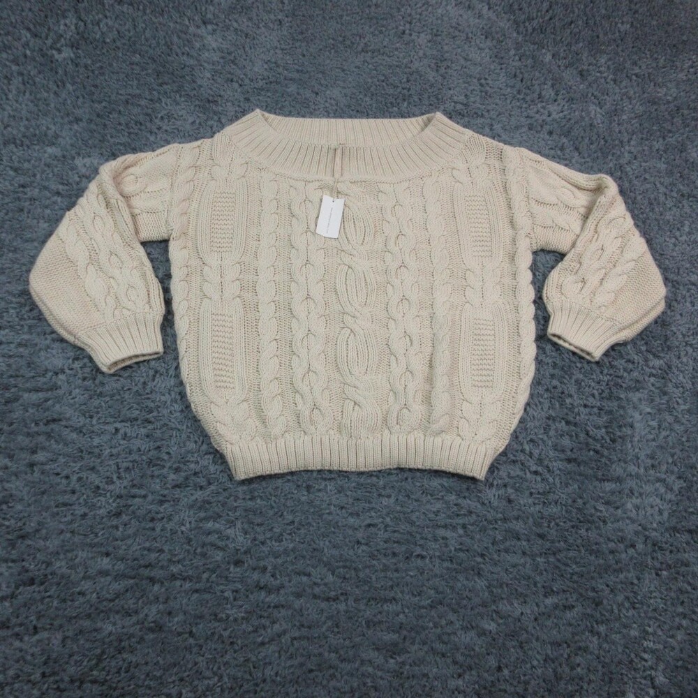Vanilla Bay Sweater Womens 1X Off White Cable Knit Long Sleeve Pullover NWT